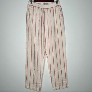 C&C California Off White and Red Linen Pants Classic Red Stripe Size Medium